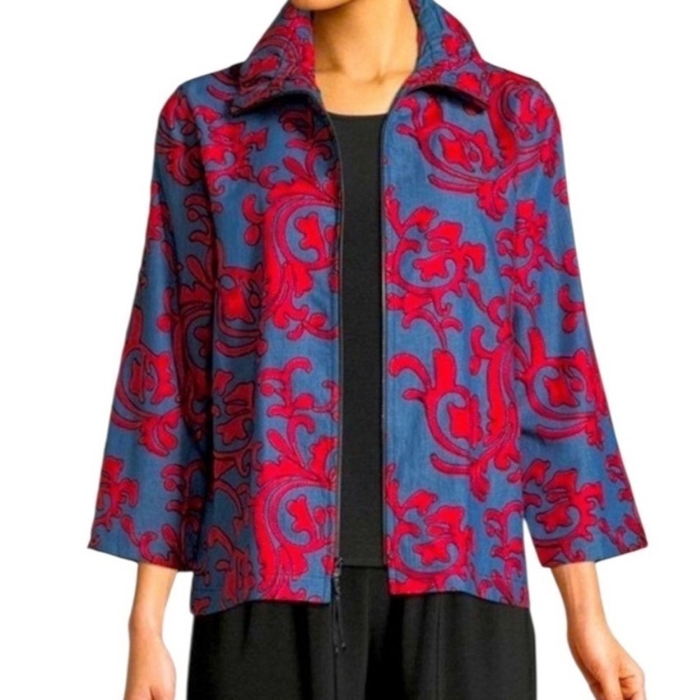 Caroline Rose Embroidered Zip Jacket